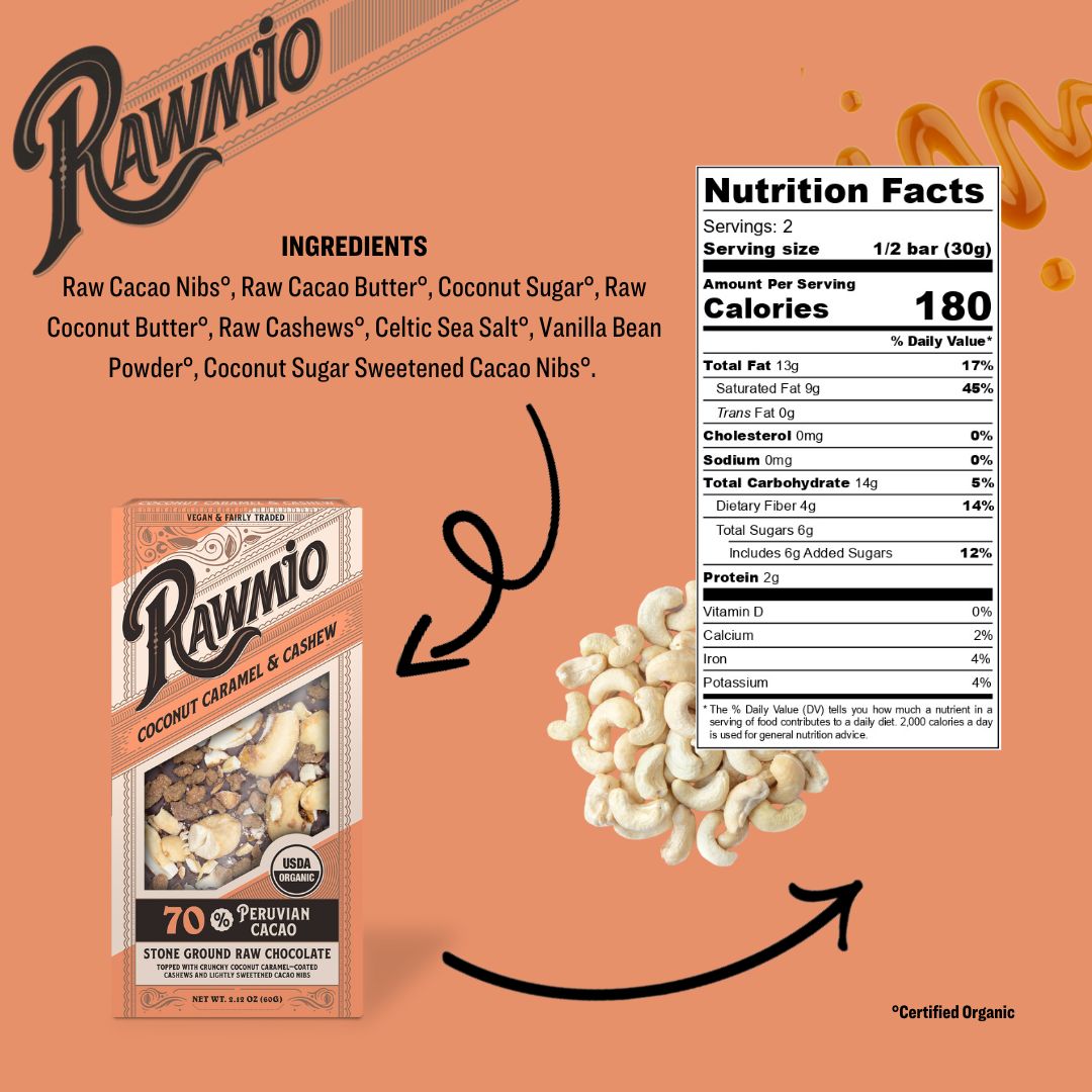 Back of package with ingredients and nutritional value.