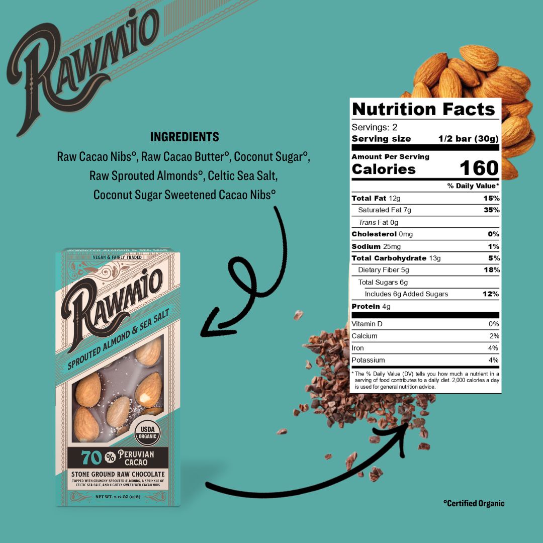 Back of package with ingredients and nutritional value.