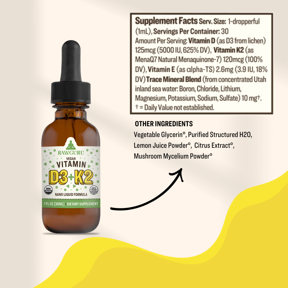 Organic Nano Vitamin D3 + K2 Tincture - 30mL