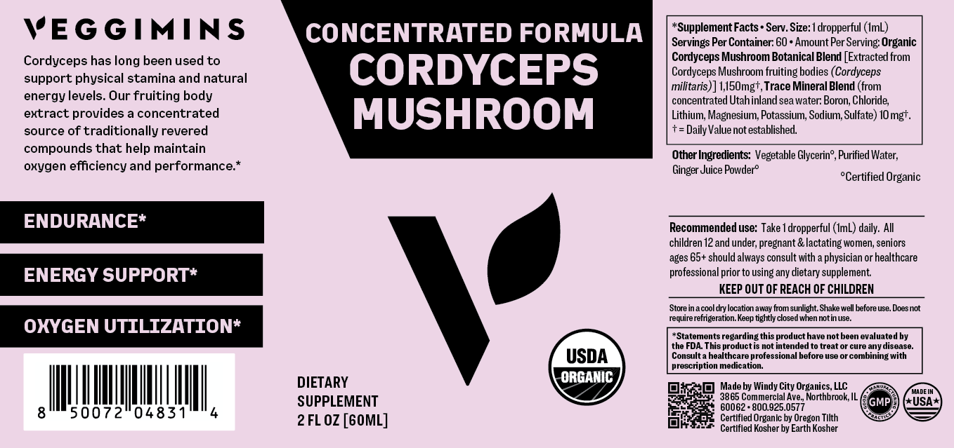 Veggimins Vitamin Organic Cordyceps Mushroom 2oz