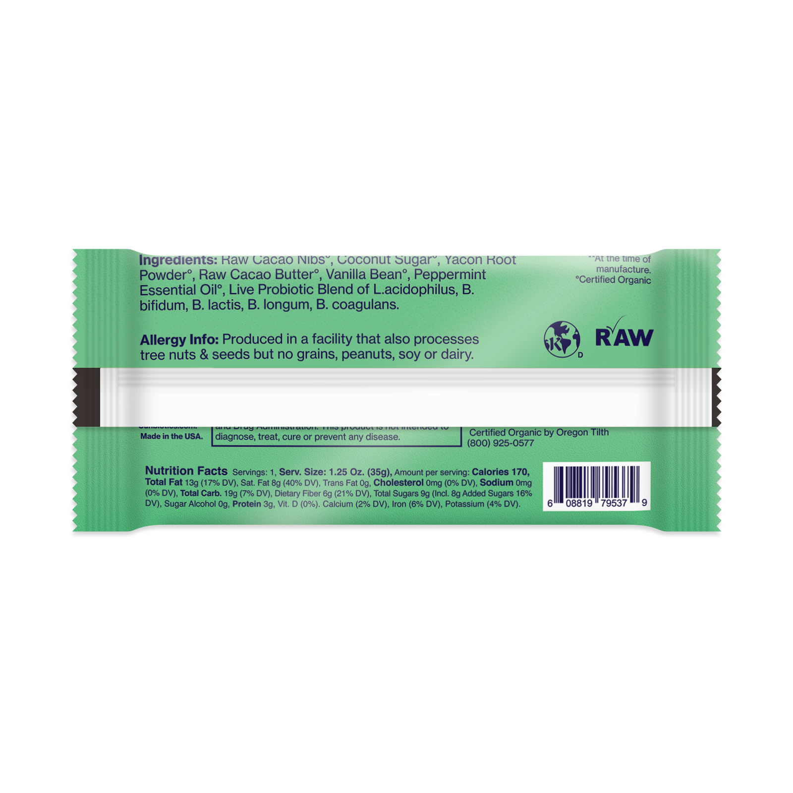 Back of the package with Ingredients and Nutrition Facts.