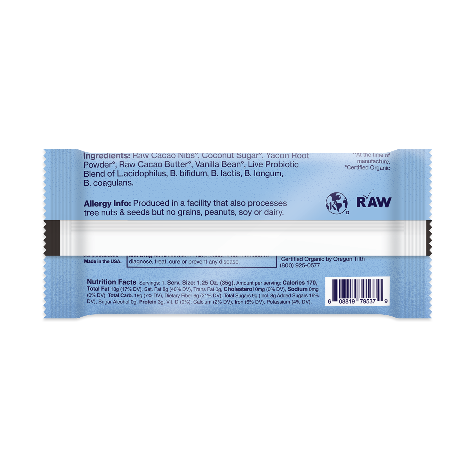 Back of the package with Ingredients and Nutrition Facts.