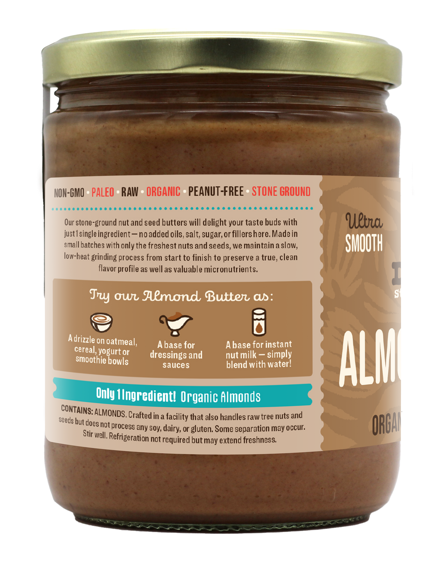 Organic Raw Almond Butter -16 oz