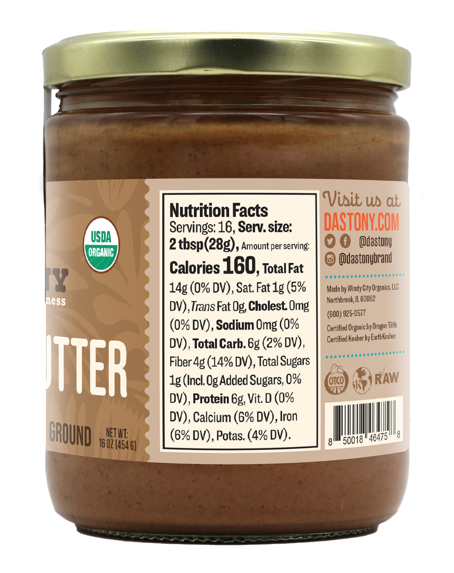 Organic Raw Almond Butter -16 oz