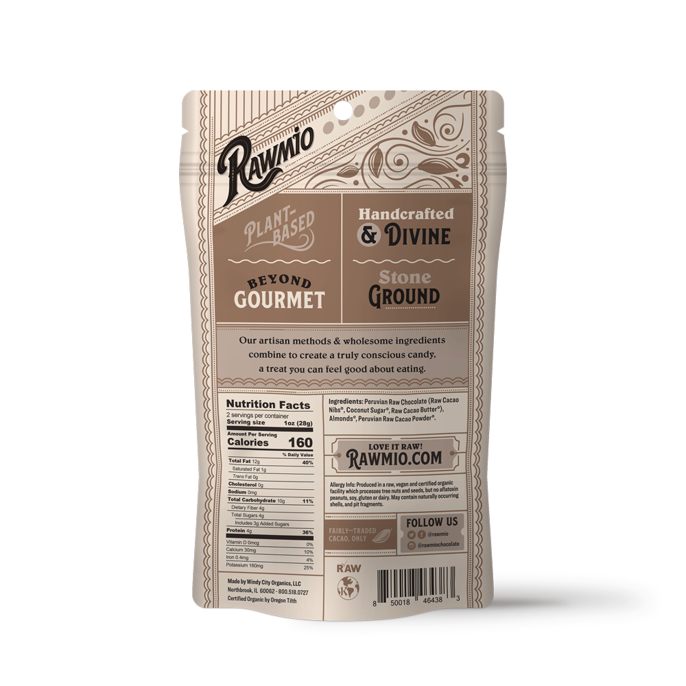 Back of package with ingredients and nutritional value.