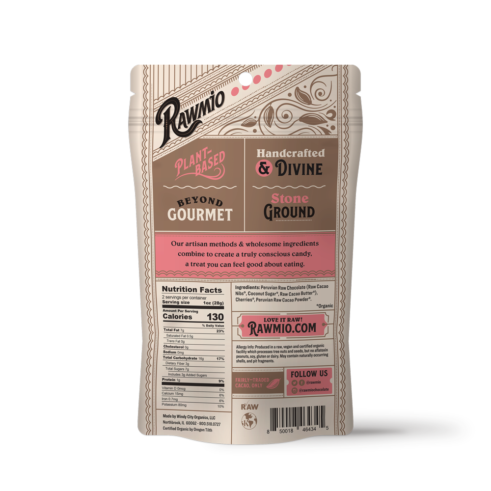Back of package with ingredients and nutritional facts