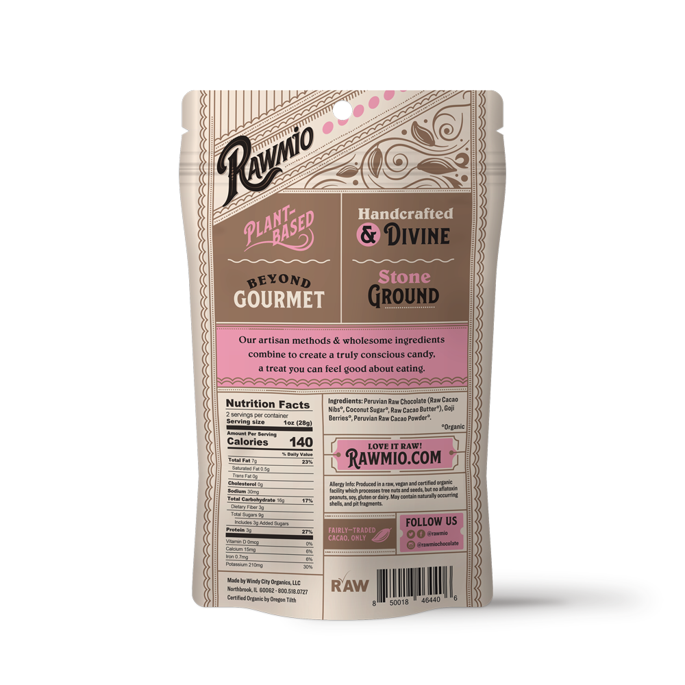 Back of package with ingredients and nutritional value