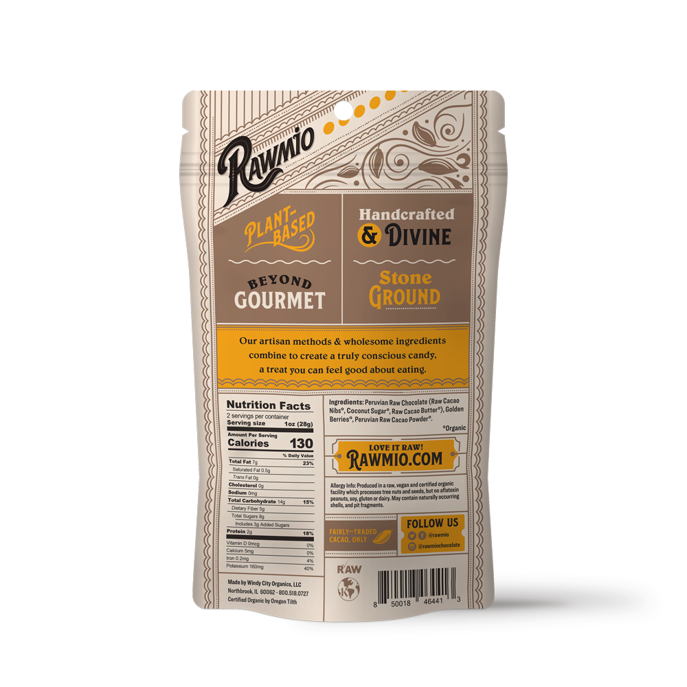 Back of package with ingredients and nutritional value