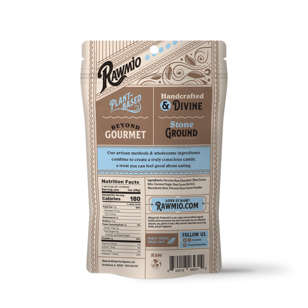 Back of package with ingredients and nutritional value