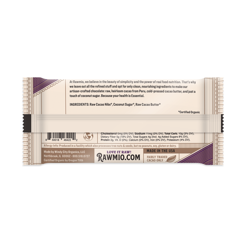 Back of package with ingredients and nutritional value