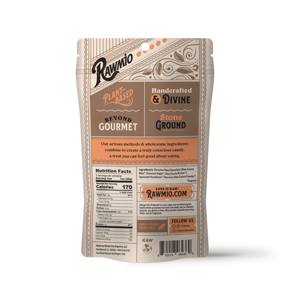 Back of package with ingredients and nutritional facts