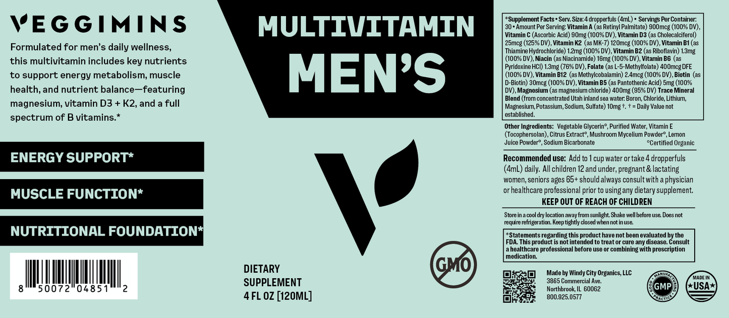 Veggimins Organic Mens Multivitamin 4oz