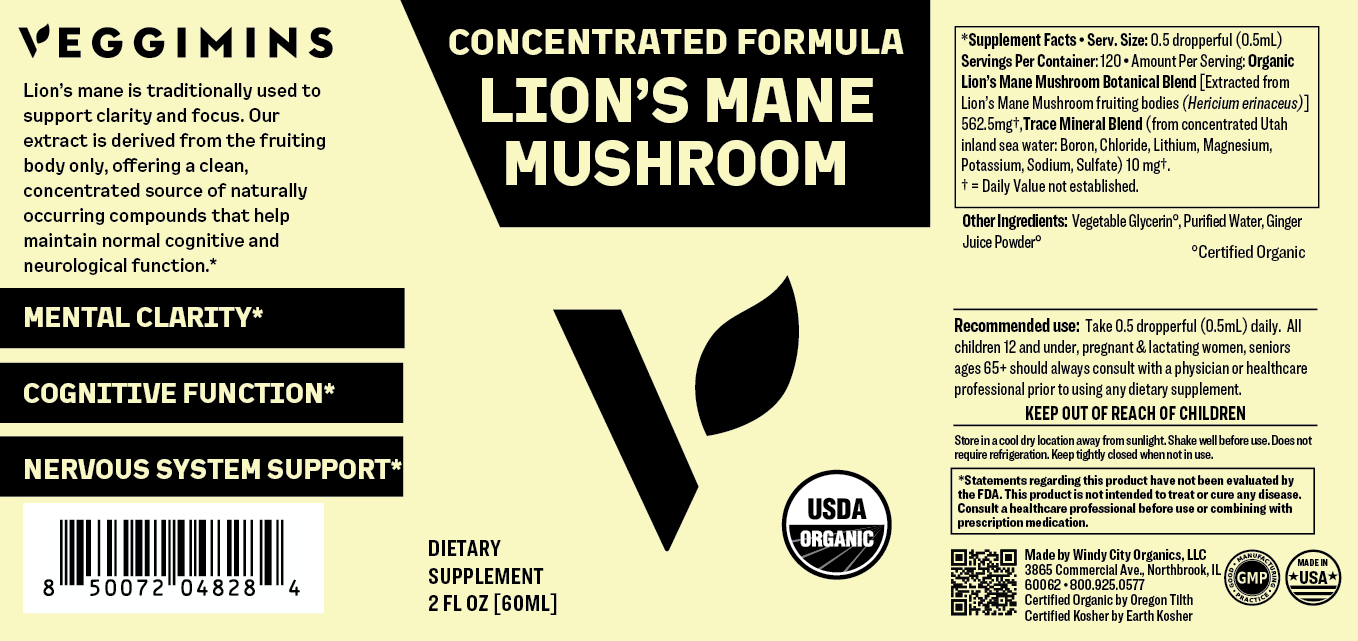 Veggimins Vitamin Organic Lion's Mane Mushroom 2oz