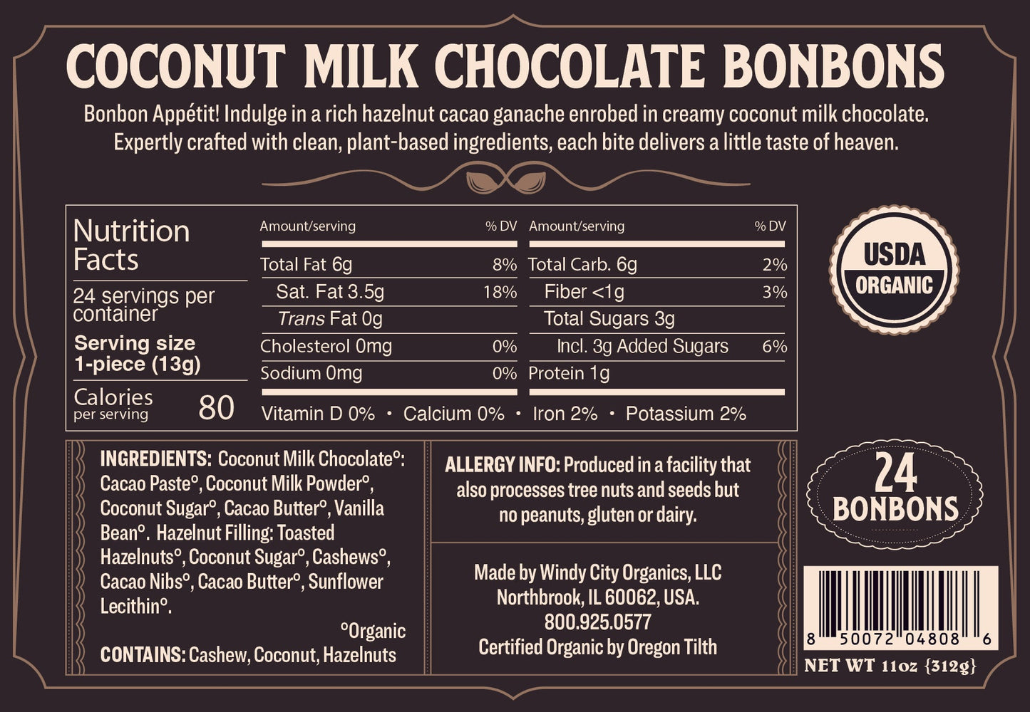 Rawmio Coconut Milk Chocolate Bon Bons, 24ea