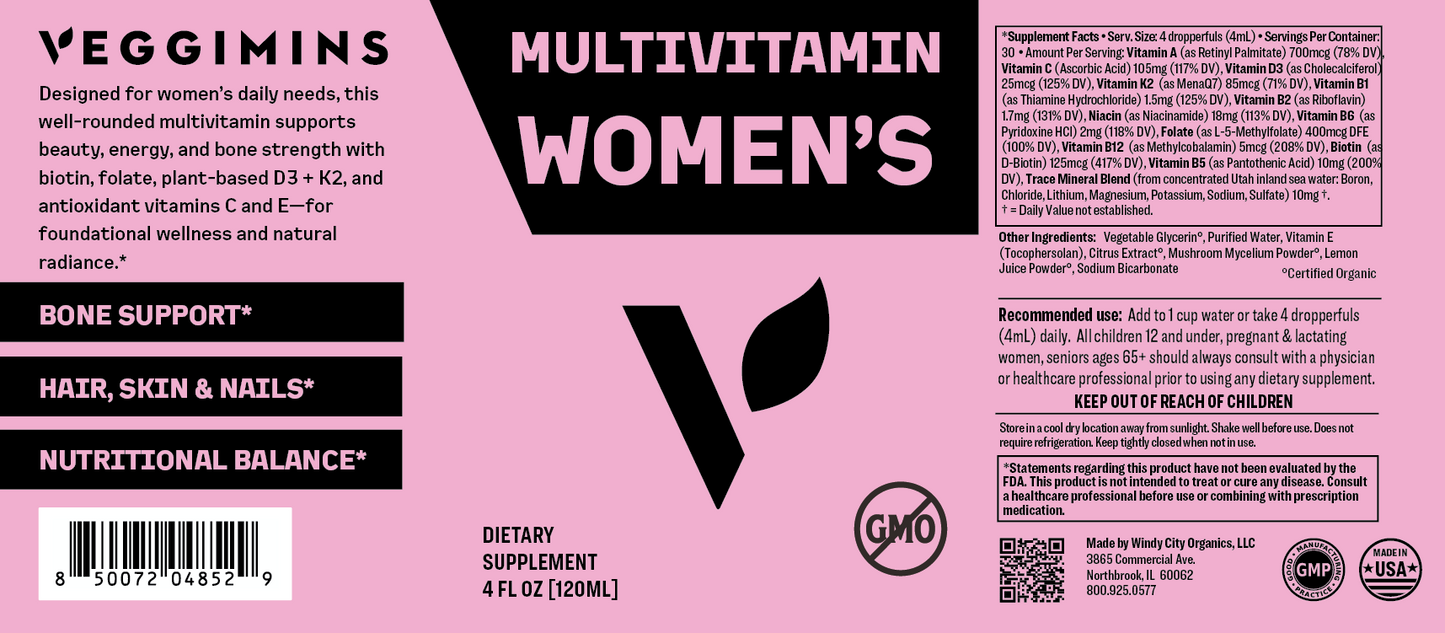 Veggimins Organic Womens Multivitamin 4oz