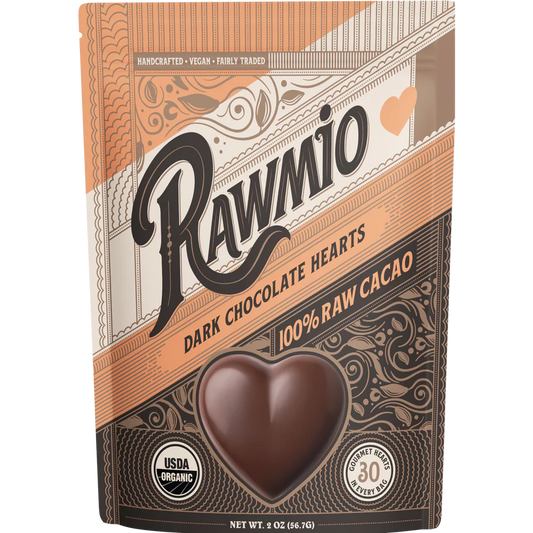Rawmio Dark Chocolate Hearts - 100% Cacao