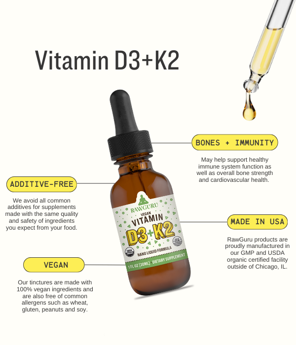 Organic Nano Vitamin D3 + K2 Tincture - 30mL