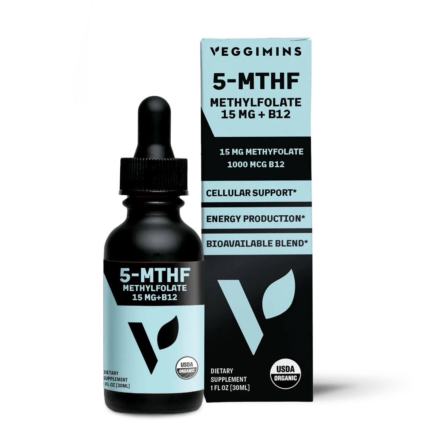 Veggimins Organic Methylfolate 15mg + B12 Tincture - 1oz
