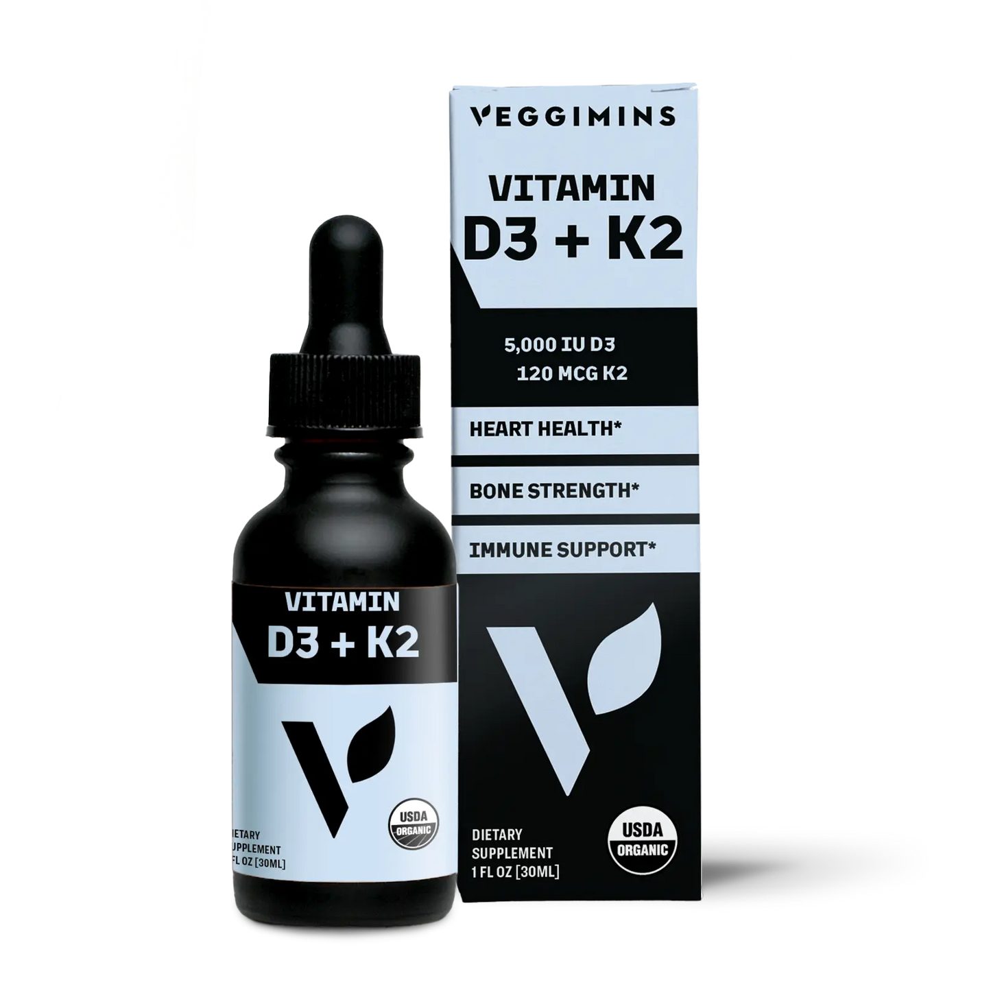 Veggimins Organic Nano Vitamin D3 + K2 Tincture - 1oz