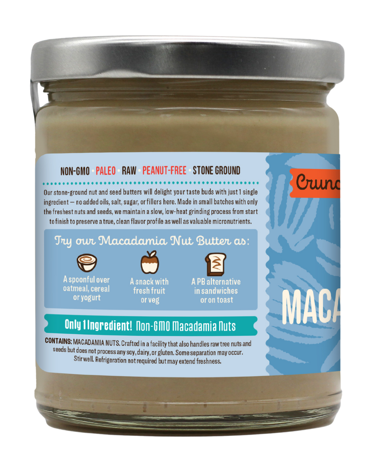 NON-GMO Crunchy Macadamia Nut Butter