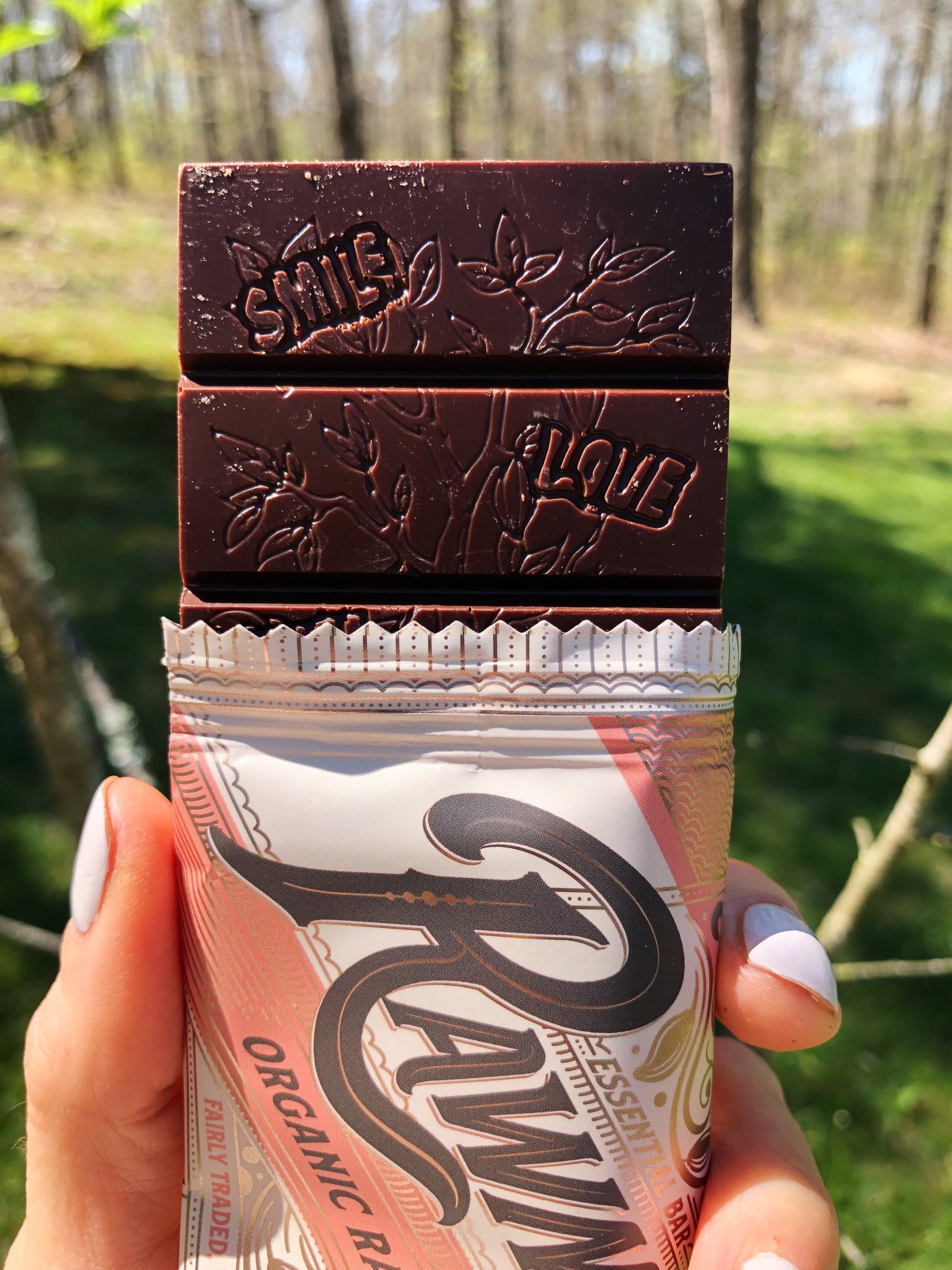Piece of delicious essential KETO chocolate bar