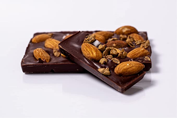 Pieces of delicious Products Sprouted Almond & Sea Salt Bark chocolate bar